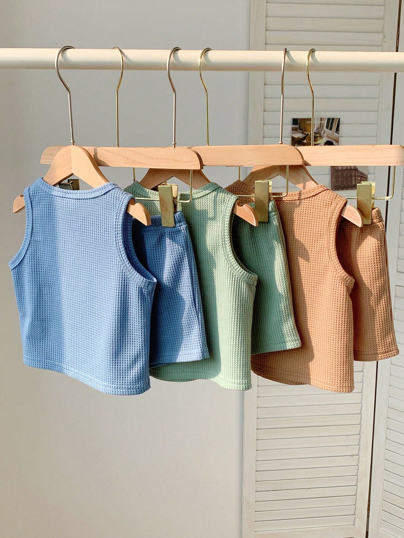 Cozy Pixies Baby Boy Baby Girl Textured Embossed Cute Animal Pattern Loose Tank Top Casual Sports Shorts Set 2 Sets