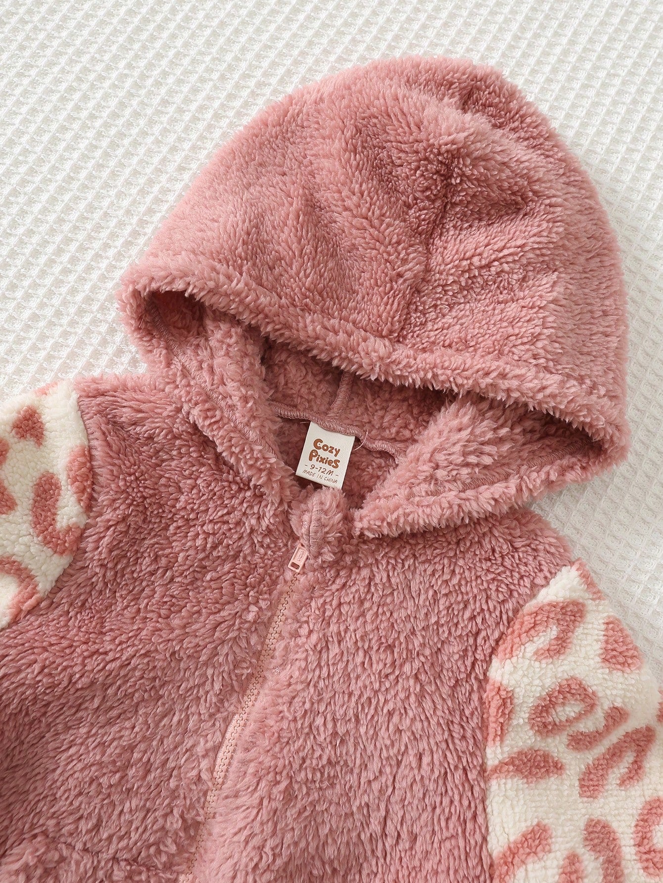 Cozy Pixies Baby Girl Hooded Fleece Jacket & Belly-Covering Long Pants 2 Pieces Set, Cute Autumn/Winter Leopard Print Colorblock Fuzzy Outfit