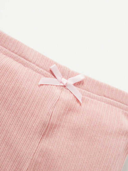 Cozy Pixies Baby Girls' Butterfly Applique Elastic Hem Solid Color Pants 4pcs Set Chic Autumn/Winter