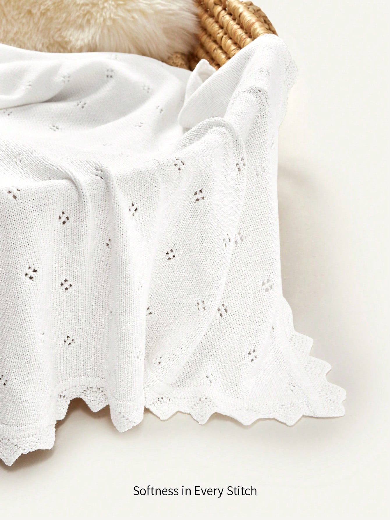 Cozy Pixies Baby Lace Edging Knitted Swaddle Blanket Love Valentine