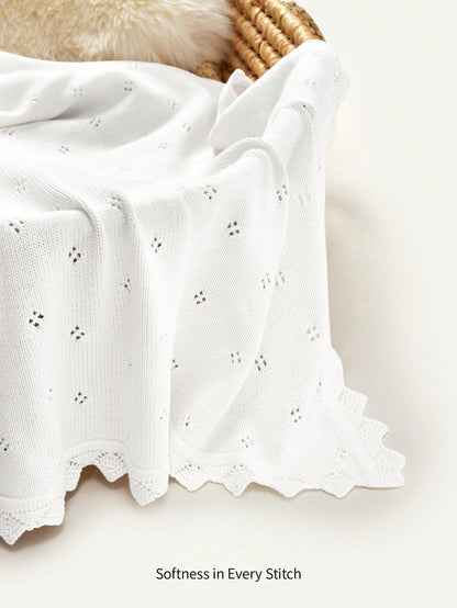 Cozy Pixies Baby Lace Edging Knitted Swaddle Blanket Love Valentine