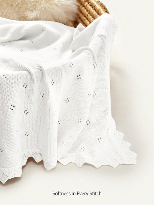 Cozy Pixies Baby Lace Edging Knitted Swaddle Blanket Love Valentine