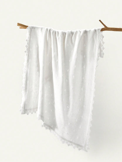 Cozy Pixies Baby Lace Edging Knitted Swaddle Blanket Love Valentine