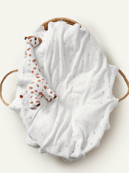Cozy Pixies Baby Lace Edging Knitted Swaddle Blanket Love Valentine