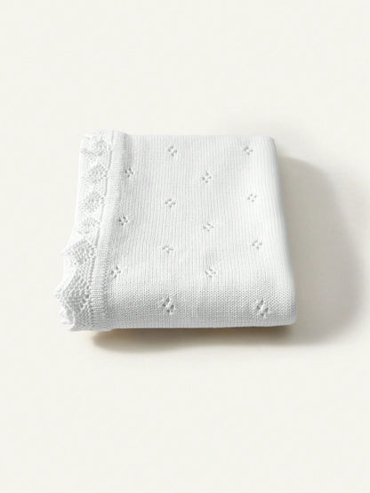 Cozy Pixies Baby Lace Edging Knitted Swaddle Blanket Love Valentine