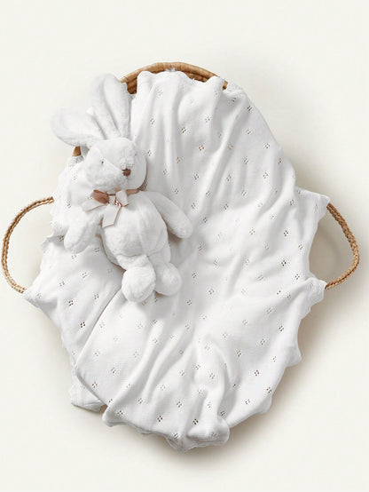 Cozy Pixies Baby Lace Edging Knitted Swaddle Blanket Love Valentine