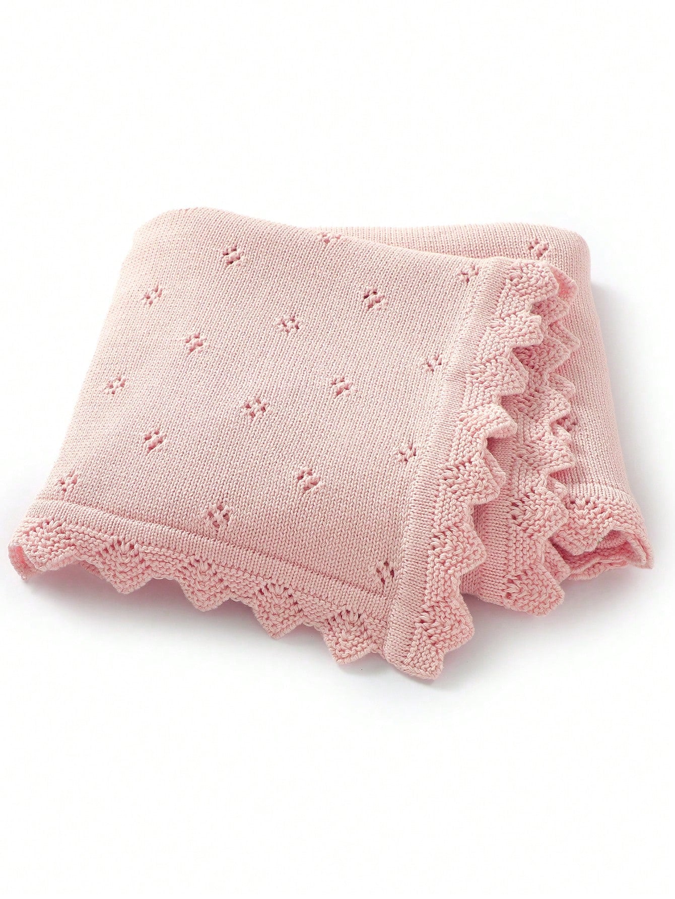 Cozy Pixies Baby Lace Edging Knitted Swaddle Blanket Love Valentine