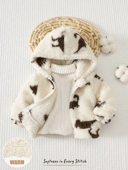 Cozy Pixies Newborn Baby Boy Baby Girl Cartoon Dinosaur Animal Pattern Fleece Lined Thick Zipper Long Sleeve Jacket Versatile Comfortable