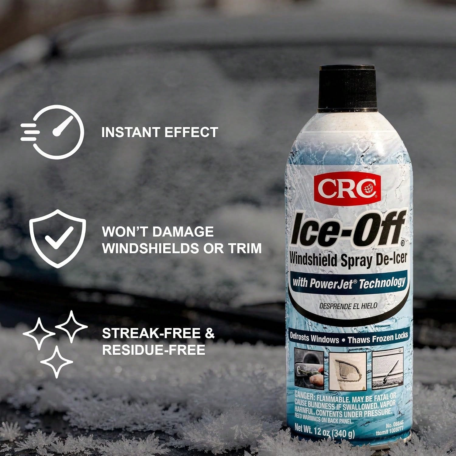 CRC Ice-Off Windshield Spray De-Icer, 12 Wt Oz, Pack Of 1