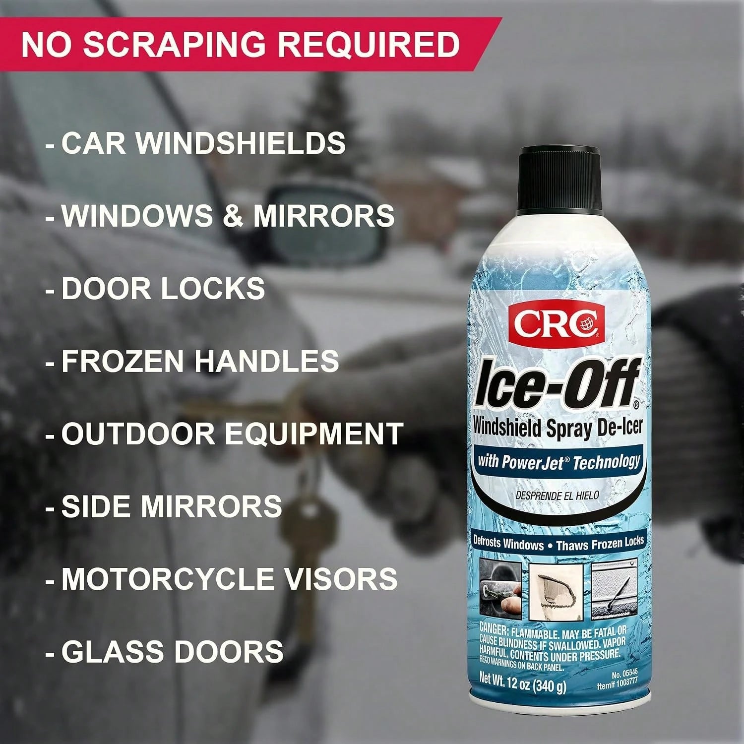 CRC Ice-Off Windshield Spray De-Icer, 12 Wt Oz, Pack Of 1