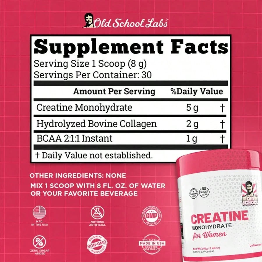 Creatine Monohydrate For Women – 1-Pack| Unflavored Pure Powder, No Sugar| Supports Strength, Endurance & Lean Muscle| Gym & Fitness Essential – Best Value – Stock Up!
