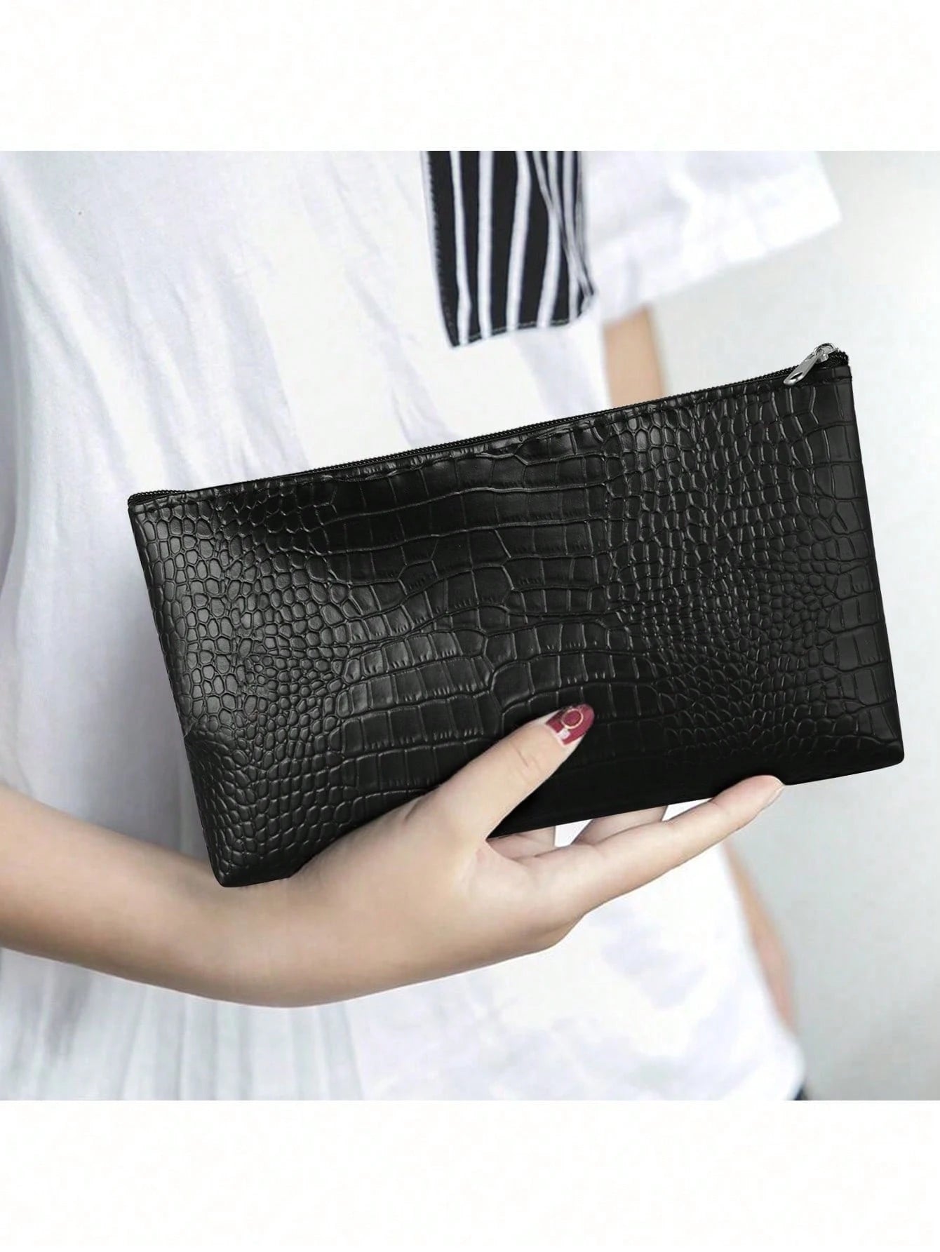 Crocodile Pattern Zipper Makeup Bag