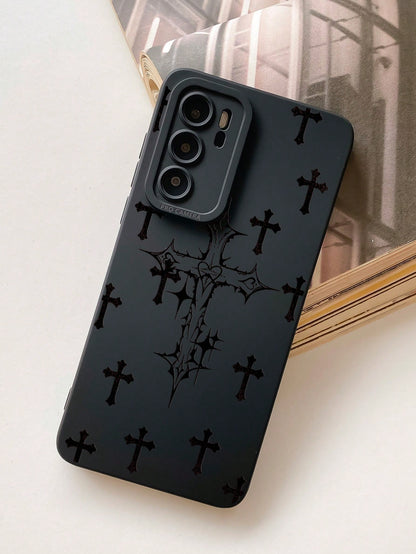 Cross Print Liquid Silicone Phone Case, Full Body Protection, Shockproof And Anti-Drop, TPU Soft Rubber Material, Compatible With IPhone 11/12/13/14/15/15 Pro/15 Plus/15 Pro Max/7 Plus/8 Plus/X/Xs Max