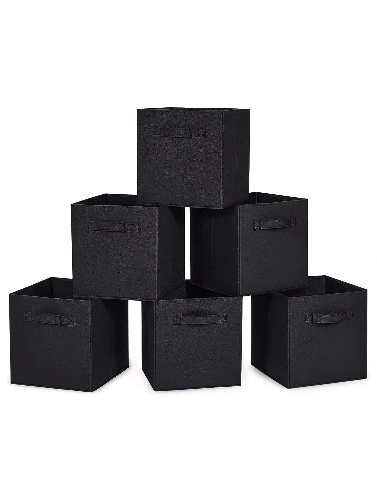 Cube Storage Bins, Foldable Fabric Cube Storage Bins, 11 Inch Cube Storage Bins With Handles, Foldable Storage Cubes For Wardrobes, Service Rooms, Storage Rooms (Beige/Black/Grey, 3-Pack/6-Pack )