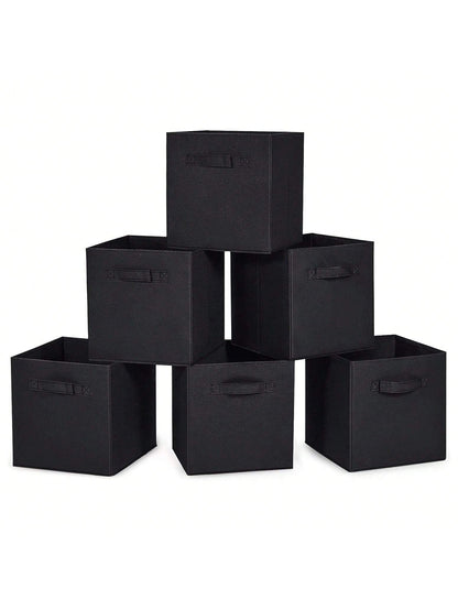 Cube Storage Bins, Foldable Fabric Cube Storage Bins, 11 Inch Cube Storage Bins With Handles, Foldable Storage Cubes For Wardrobes, Service Rooms, Storage Rooms (Beige/Black/Grey, 3-Pack/6-Pack )