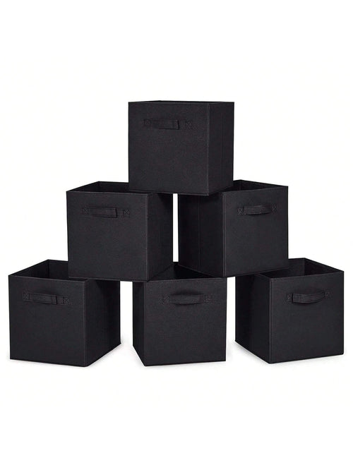 Cube Storage Bins, Foldable Fabric Cube Storage Bins, 11 Inch Cube Storage Bins With Handles, Foldable Storage Cubes For Wardrobes, Service Rooms, Storage Rooms (Beige/Black/Grey, 3-Pack/6-Pack )
