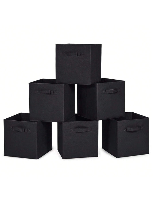Cube Storage Bins, Foldable Fabric Cube Storage Bins, 11 Inch Cube Storage Bins With Handles, Foldable Storage Cubes For Wardrobes, Service Rooms, Storage Rooms (Beige/Black/Grey, 3-Pack/6-Pack )