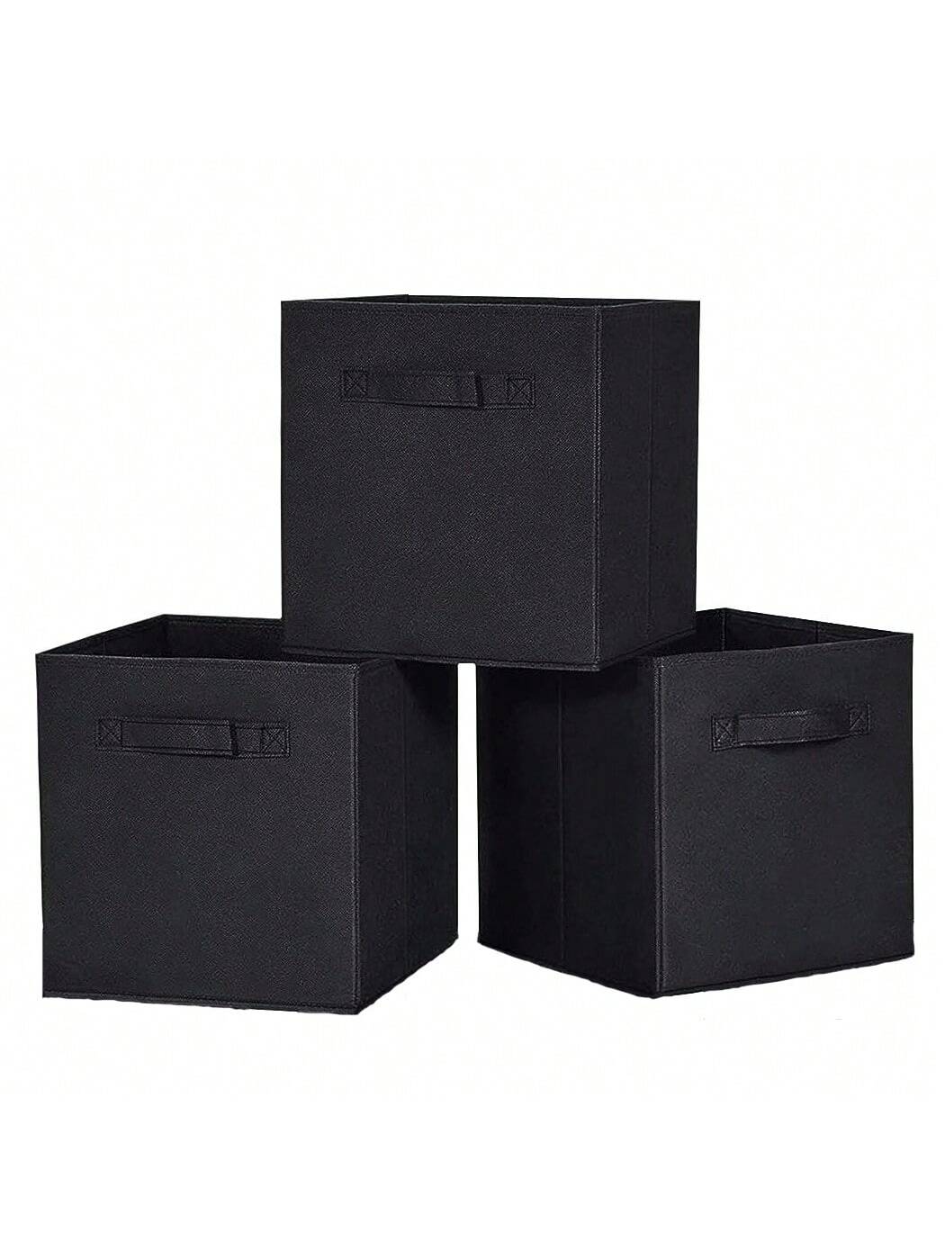 Cube Storage Bins, Foldable Fabric Cube Storage Bins, 11 Inch Cube Storage Bins With Handles, Foldable Storage Cubes For Wardrobes, Service Rooms, Storage Rooms (Beige/Black/Grey, 3-Pack/6-Pack )