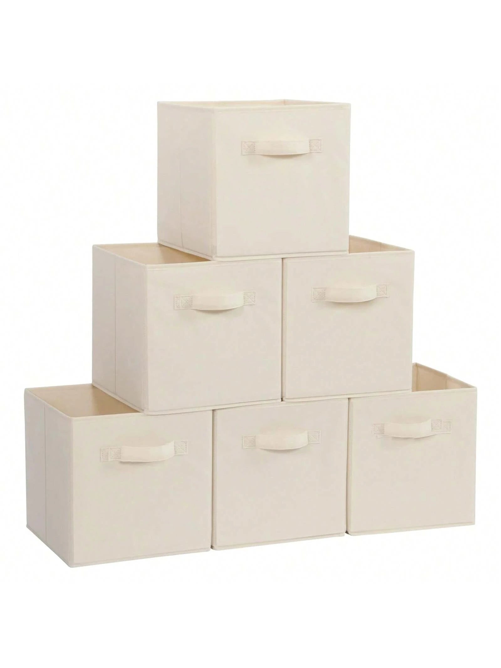 Cube Storage Bins, Foldable Fabric Cube Storage Bins, 11 Inch Cube Storage Bins With Handles, Foldable Storage Cubes For Wardrobes, Service Rooms, Storage Rooms (Beige/Black/Grey, 3-Pack/6-Pack )