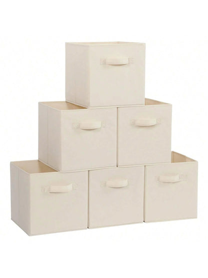 Cube Storage Bins, Foldable Fabric Cube Storage Bins, 11 Inch Cube Storage Bins With Handles, Foldable Storage Cubes For Wardrobes, Service Rooms, Storage Rooms (Beige/Black/Grey, 3-Pack/6-Pack )
