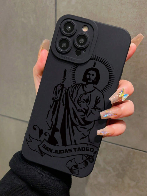 Cupid 1pc Black Eye Of Jesus Full Coverage Shockproof Soft Phone Case Compatible With Iphone 16 Pro Max/16 Pro/16/15 Pro Max/15 Pro/15/14/13/13 Pro/12/11/XR Waterproof Anti-Fall Scratch Resistant