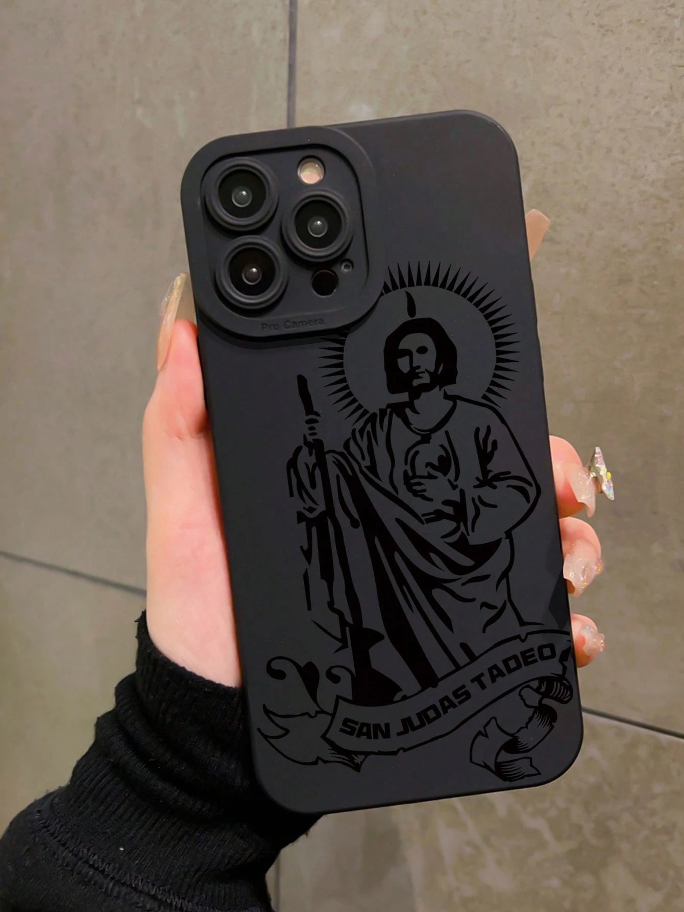 Cupid 1pc Black Eye Of Jesus Full Coverage Shockproof Soft Phone Case Compatible With Iphone 16 Pro Max/16 Pro/16/15 Pro Max/15 Pro/15/14/13/13 Pro/12/11/XR Waterproof Anti-Fall Scratch Resistant