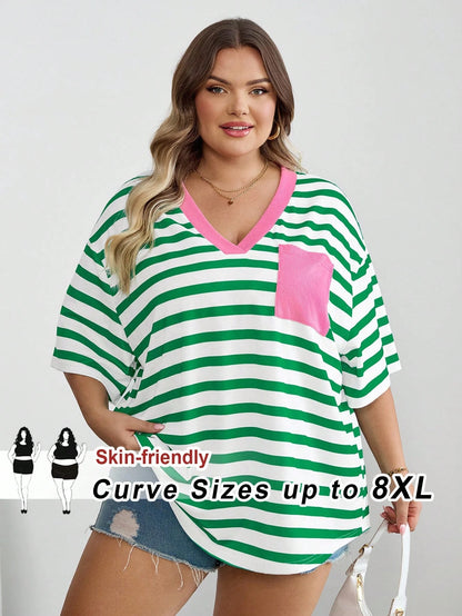 CURVE+ Curves Plus Size Chool Clothes Back To School SchoolLarge Striped Casual, Fall Winter 2026 22W