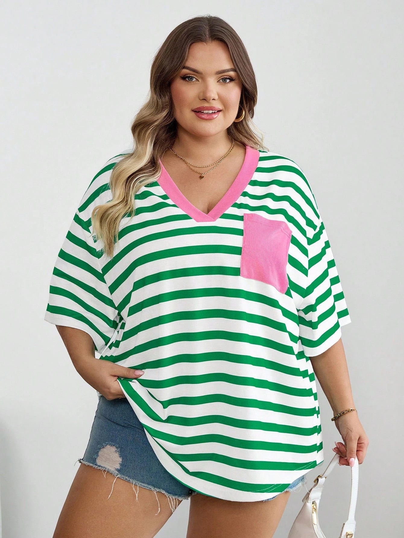 CURVE+ Curves Plus Size Chool Clothes Back To School SchoolLarge Striped Casual, Fall Winter 2026 22W
