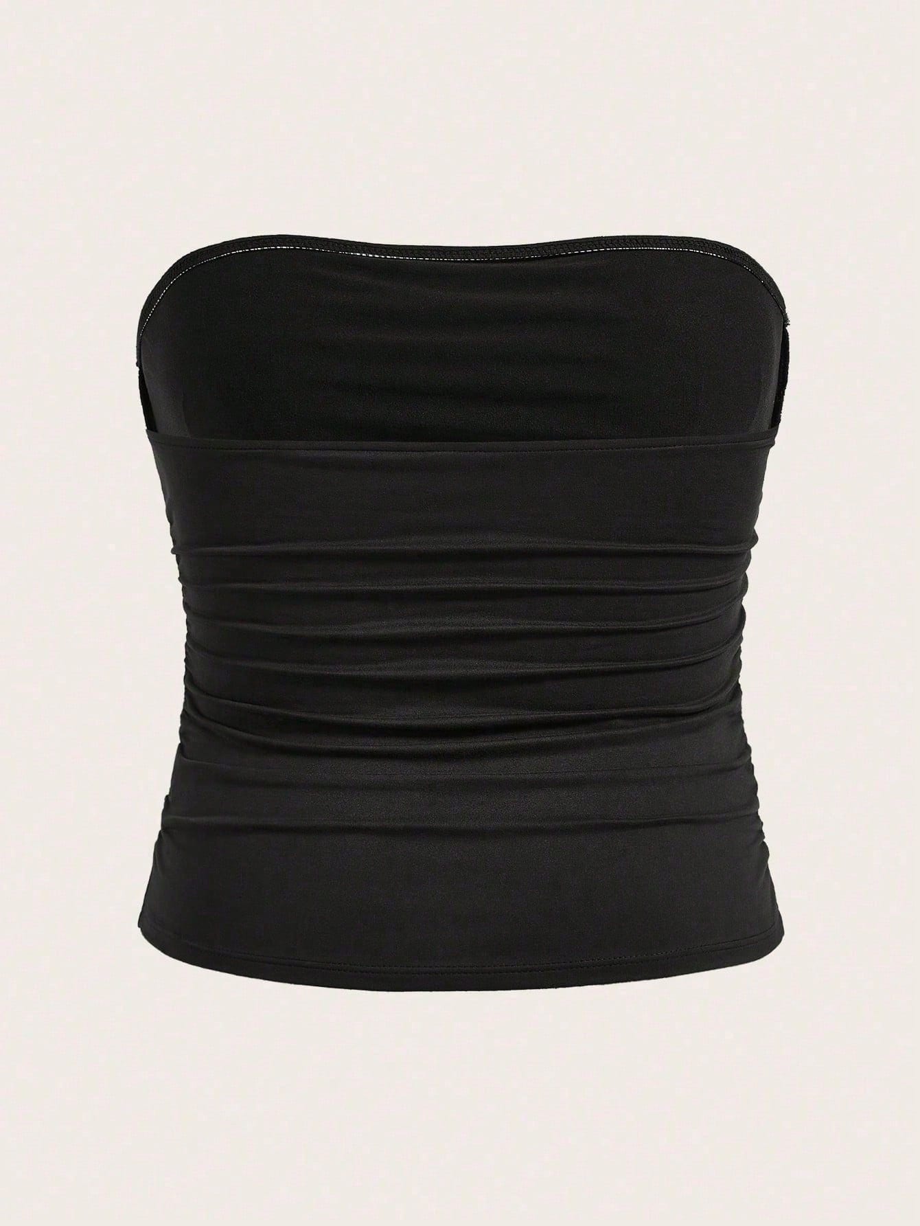 CURVE+ Plus Size Women 3 PiecesBasic Tube Top Set Strapless Tops Multipack Tops Women Ruched Tops For Women Pack Of Tube Tops Tube Tops With Padding