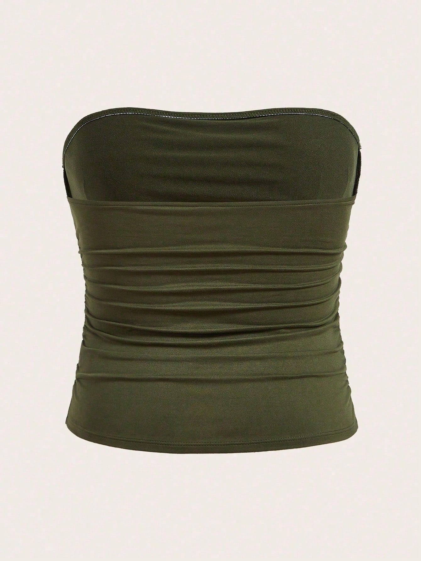 CURVE+ Plus Size Women 3 PiecesBasic Tube Top Set Strapless Tops Multipack Tops Women Ruched Tops For Women Pack Of Tube Tops Tube Tops With Padding
