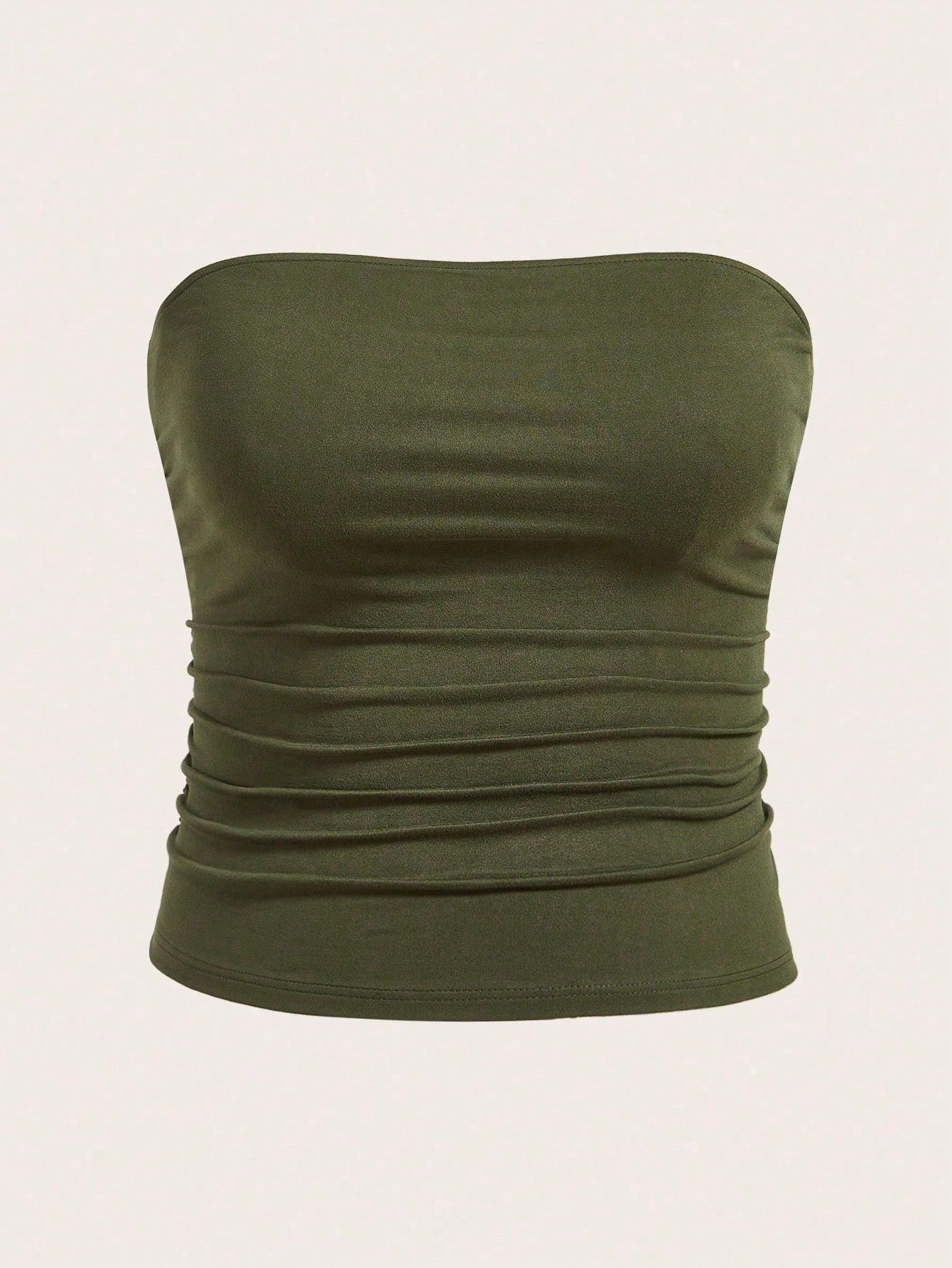CURVE+ Plus Size Women 3 PiecesBasic Tube Top Set Strapless Tops Multipack Tops Women Ruched Tops For Women Pack Of Tube Tops Tube Tops With Padding