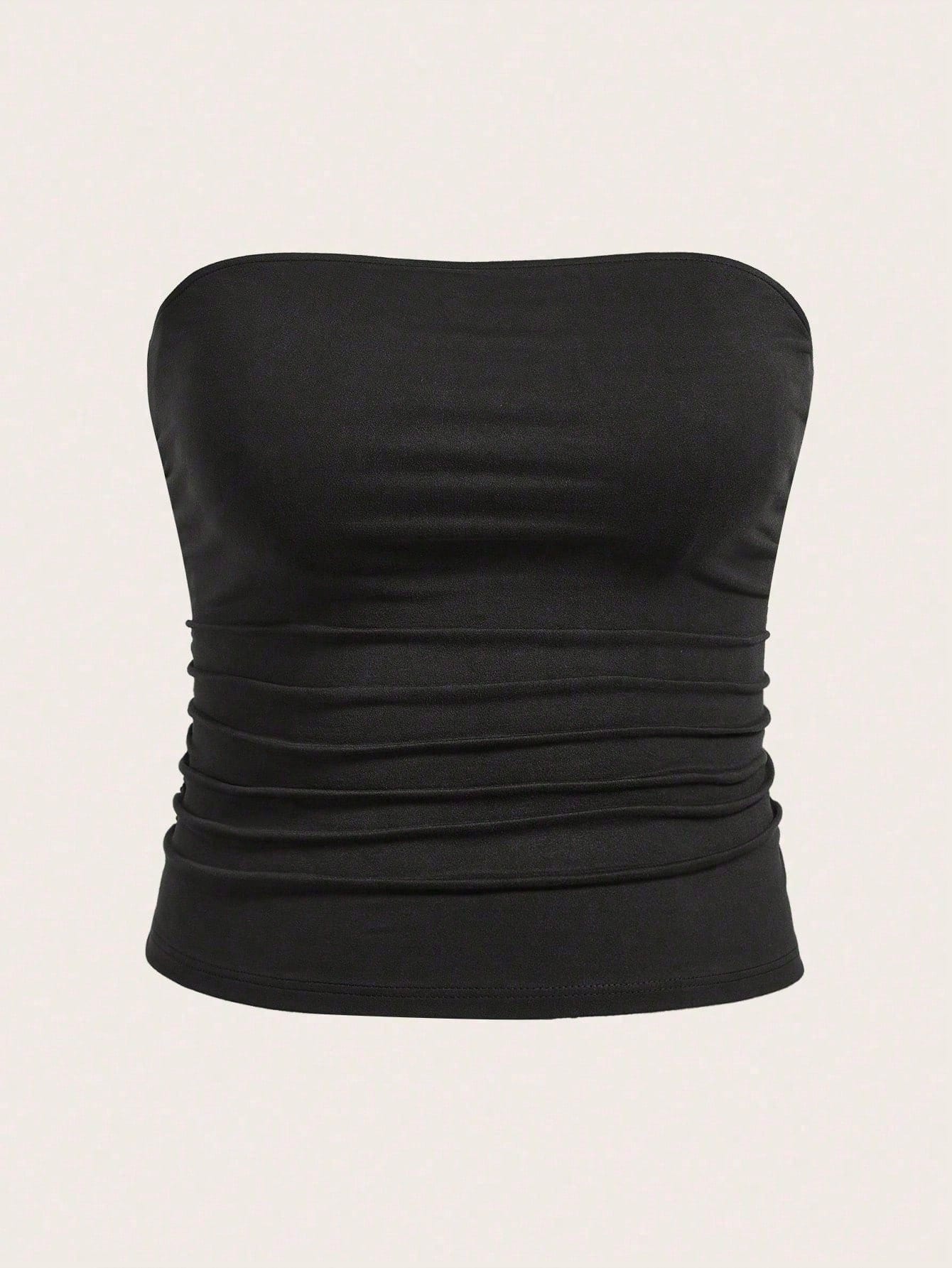CURVE+ Plus Size Women 3 PiecesBasic Tube Top Set Strapless Tops Multipack Tops Women Ruched Tops For Women Pack Of Tube Tops Tube Tops With Padding