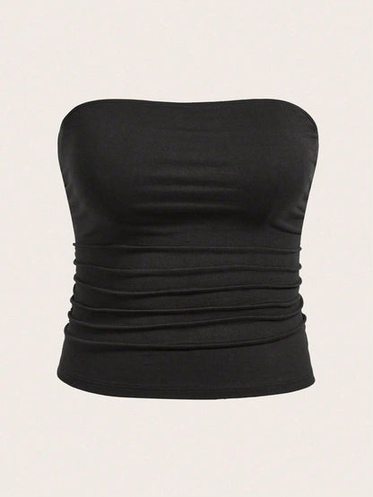 CURVE+ Plus Size Women 3 PiecesBasic Tube Top Set Strapless Tops Multipack Tops Women Ruched Tops For Women Pack Of Tube Tops Tube Tops With Padding