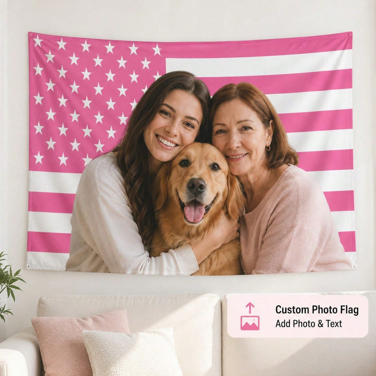 Custom American Flag Tapestry, Personalized Photo Text Wall Hanging, Upload Your Image Name Or Logo, Patriotic USA Wall Decor For Bedroom, Living Room, Dorm, Patio Or Party, Indoor Outdoor Banner, Gif