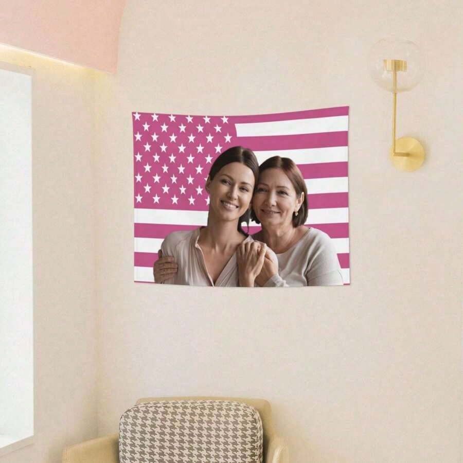 Custom American Flag Tapestry, Personalized Photo Text Wall Hanging, Upload Your Image Name Or Logo, Patriotic USA Wall Decor For Bedroom, Living Room, Dorm, Patio Or Party, Indoor Outdoor Banner, Gif