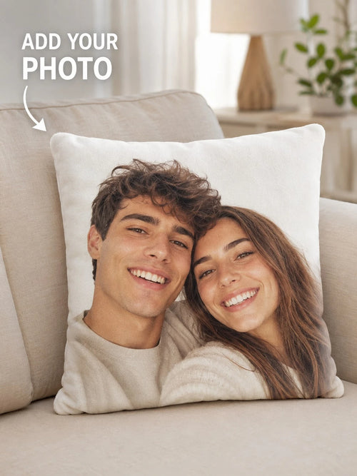 Custom Photo Pillow Cover, Personalized Picture Pillowcase With Name Text, Couple Pet Family Portrait Soft Washable Cushion Cover For Sofa Bed Living Room Bedroom Decor, Anniversary Birthday Christmas
