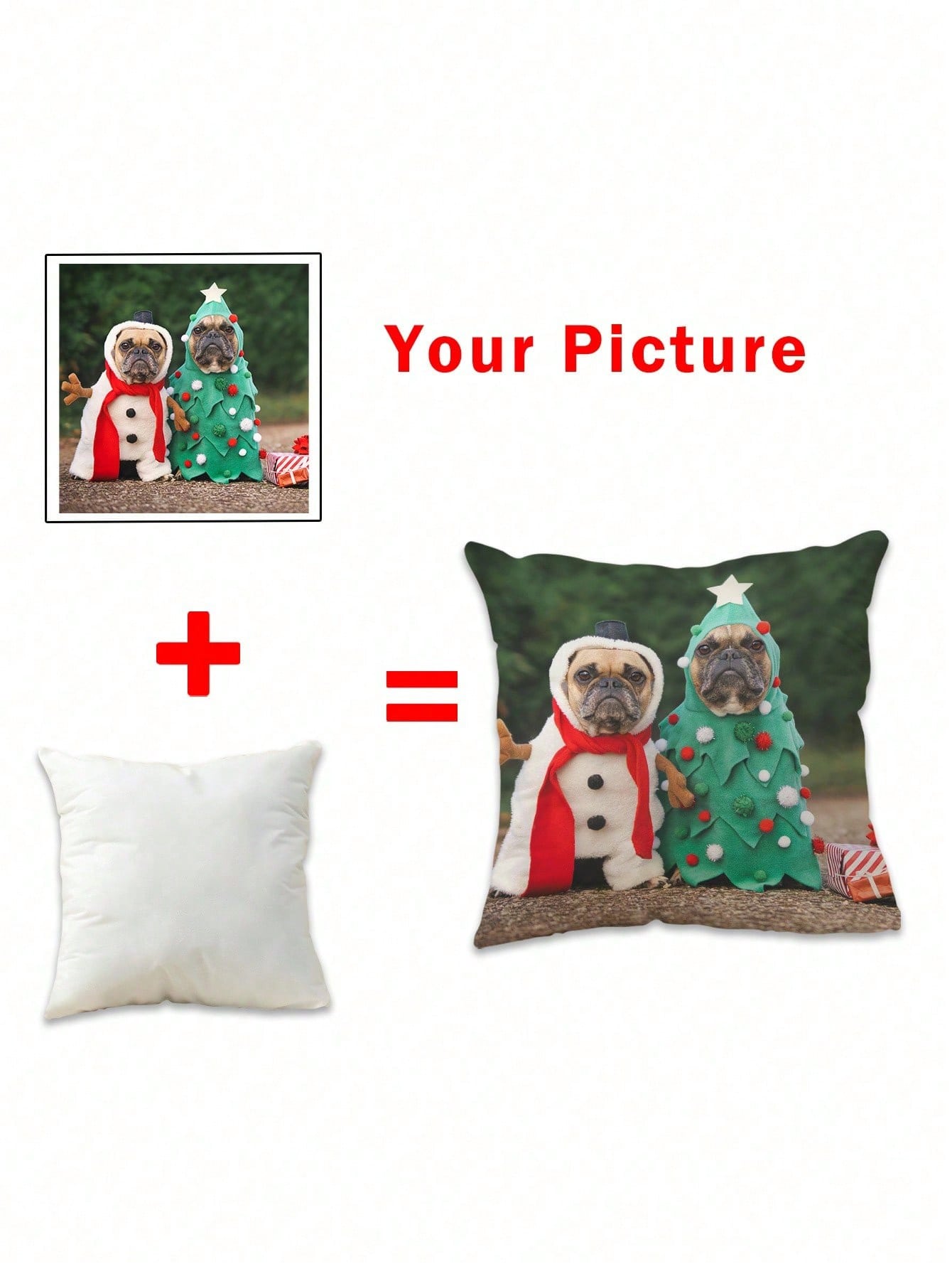 Custom Photo Pillow Cover, Personalized Picture Pillowcase With Name Text, Couple Pet Family Portrait Soft Washable Cushion Cover For Sofa Bed Living Room Bedroom Decor, Anniversary Birthday Christmas
