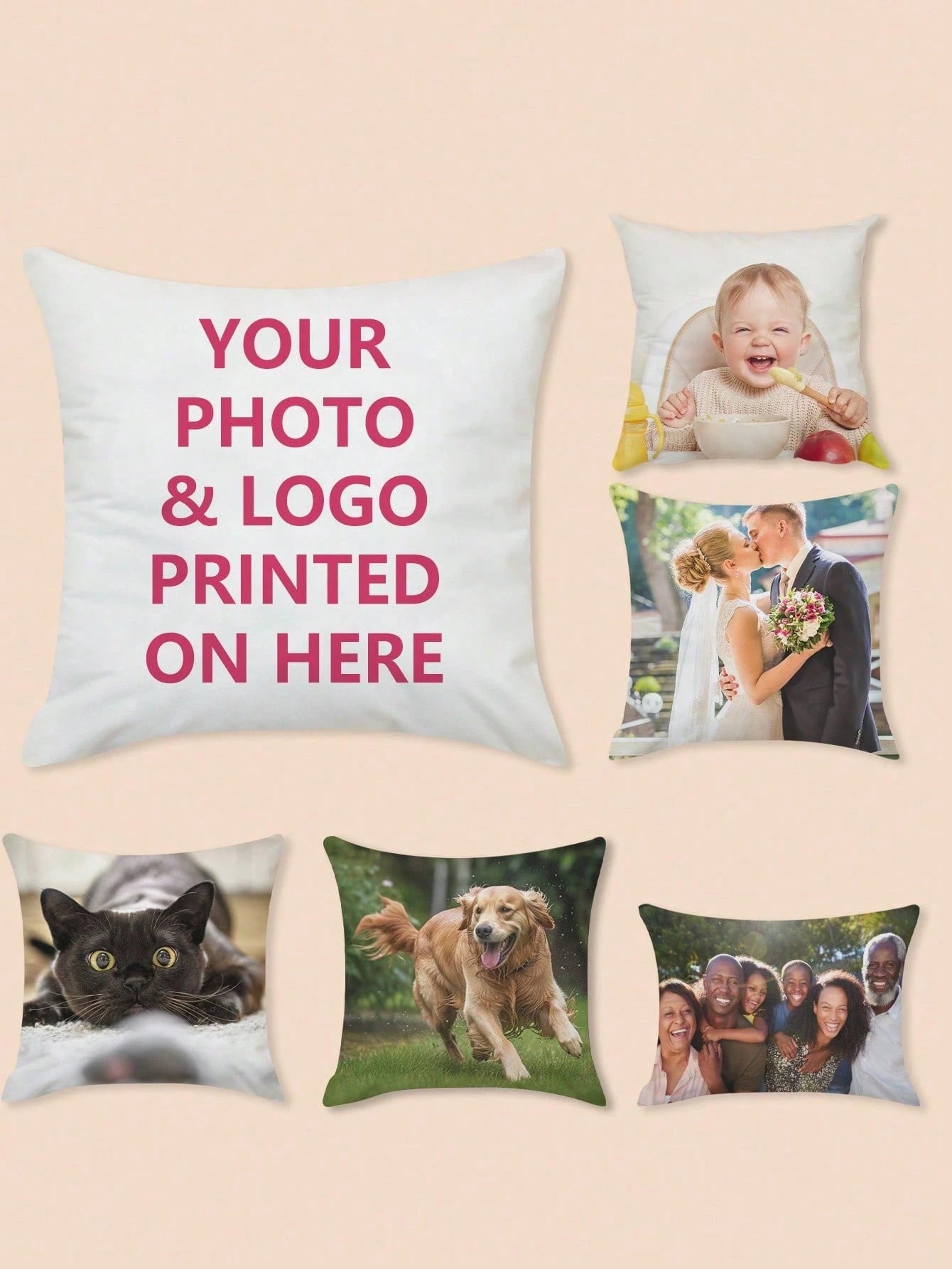 Custom Photo Pillow Cover, Personalized Picture Pillowcase With Name Text, Couple Pet Family Portrait Soft Washable Cushion Cover For Sofa Bed Living Room Bedroom Decor, Anniversary Birthday Christmas