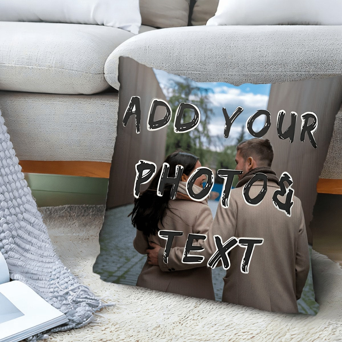 Custom Photo Text Couple Hug Pillowcase Unique Home Accent Couple Gift Valentine Surprise Custom Thing Custom Pillow Decrotive Couples Pillow Thanksgiving Anniversary Friend Family Christmas Gift Supp