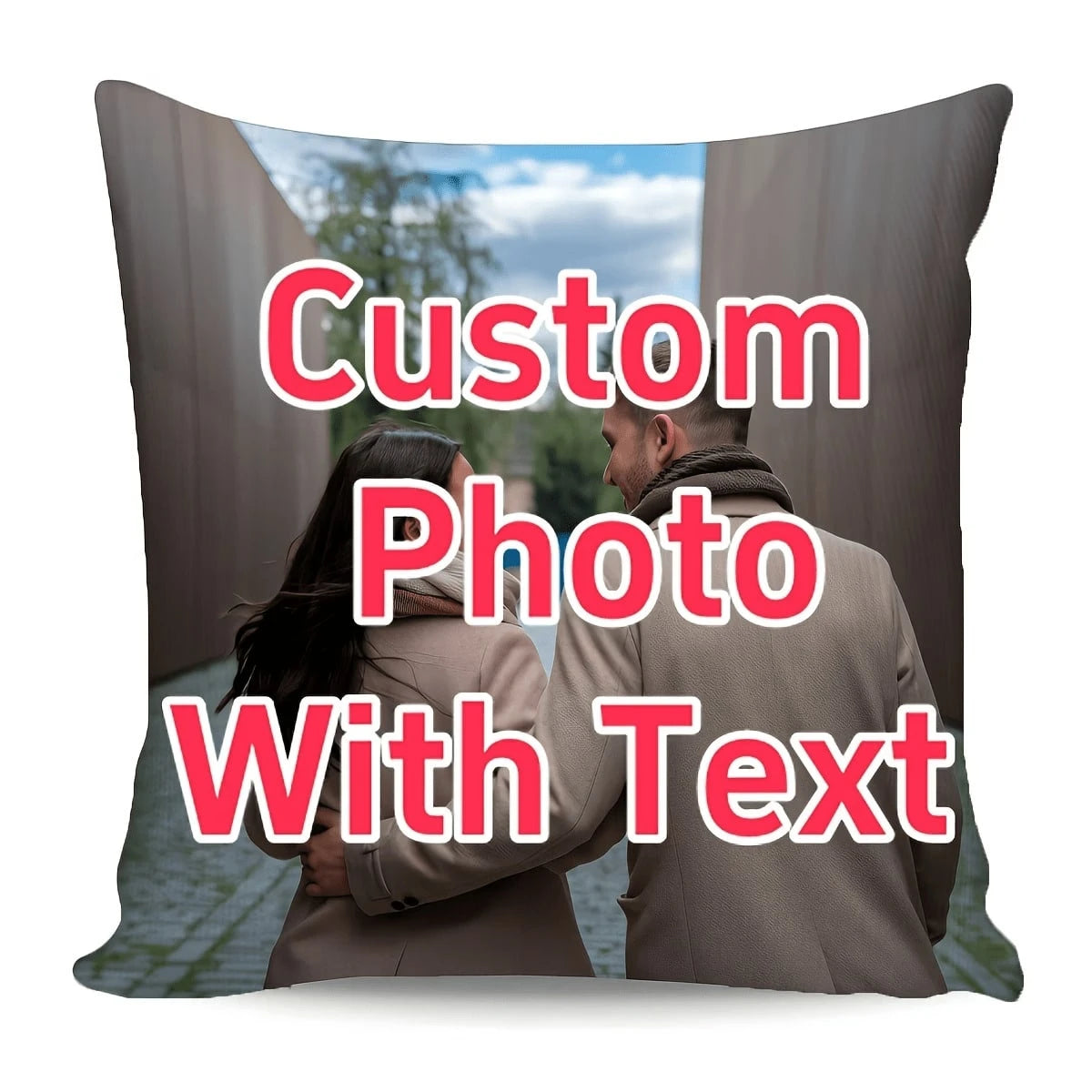Custom Photo Text Couple Hug Pillowcase Unique Home Accent Couple Gift Valentine Surprise Custom Thing Custom Pillow Decrotive Couples Pillow Thanksgiving Anniversary Friend Family Christmas Gift Supp