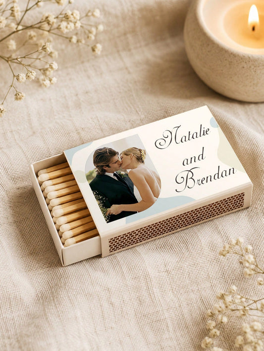 Custom Photo & Text Matchbox Stickers, Personalized Waterproof Wedding Matchbox Labels, Elegant Custom Portrait Stickers For Wedding Favors, Bridal Showers, Bachelor/Bachelorette Parties, Birthdays, H
