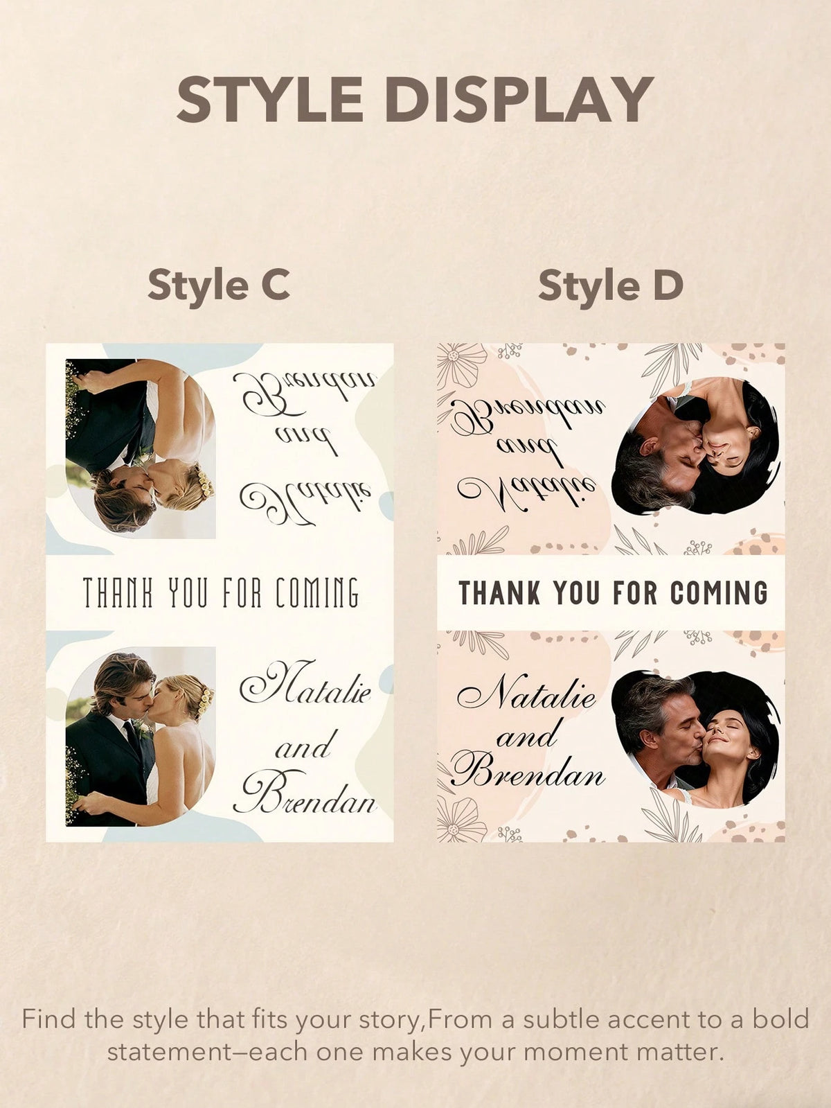 Custom Photo & Text Matchbox Stickers, Personalized Waterproof Wedding Matchbox Labels, Elegant Custom Portrait Stickers For Wedding Favors, Bridal Showers, Bachelor/Bachelorette Parties, Birthdays, H