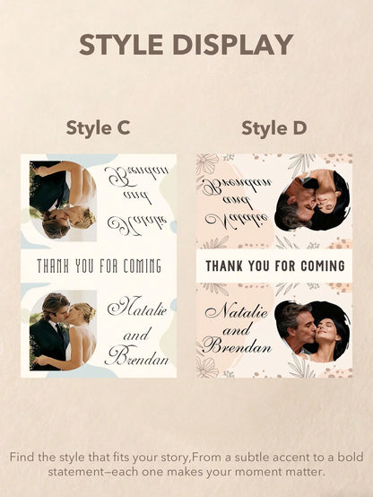 Custom Photo & Text Matchbox Stickers, Personalized Waterproof Wedding Matchbox Labels, Elegant Custom Portrait Stickers For Wedding Favors, Bridal Showers, Bachelor/Bachelorette Parties, Birthdays, H