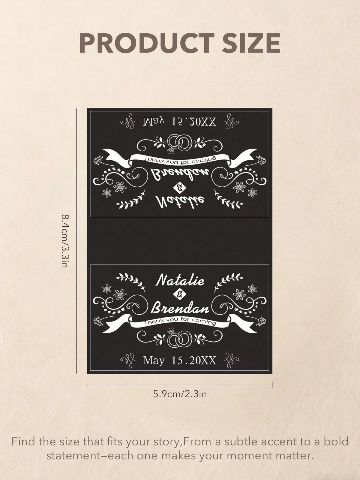 Custom Photo & Text Matchbox Stickers, Personalized Waterproof Wedding Matchbox Labels, Elegant Custom Portrait Stickers For Wedding Favors, Bridal Showers, Bachelor/Bachelorette Parties, Birthdays, H