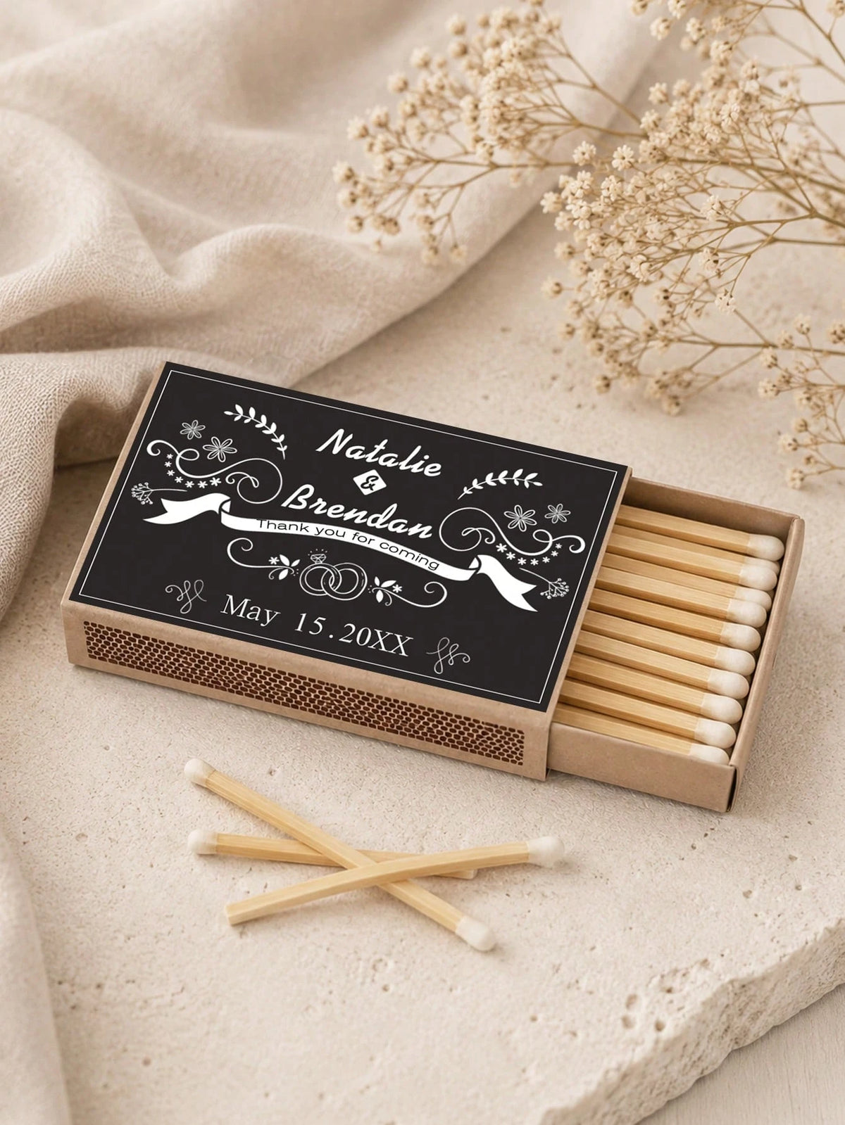 Custom Photo & Text Matchbox Stickers, Personalized Waterproof Wedding Matchbox Labels, Elegant Custom Portrait Stickers For Wedding Favors, Bridal Showers, Bachelor/Bachelorette Parties, Birthdays, H