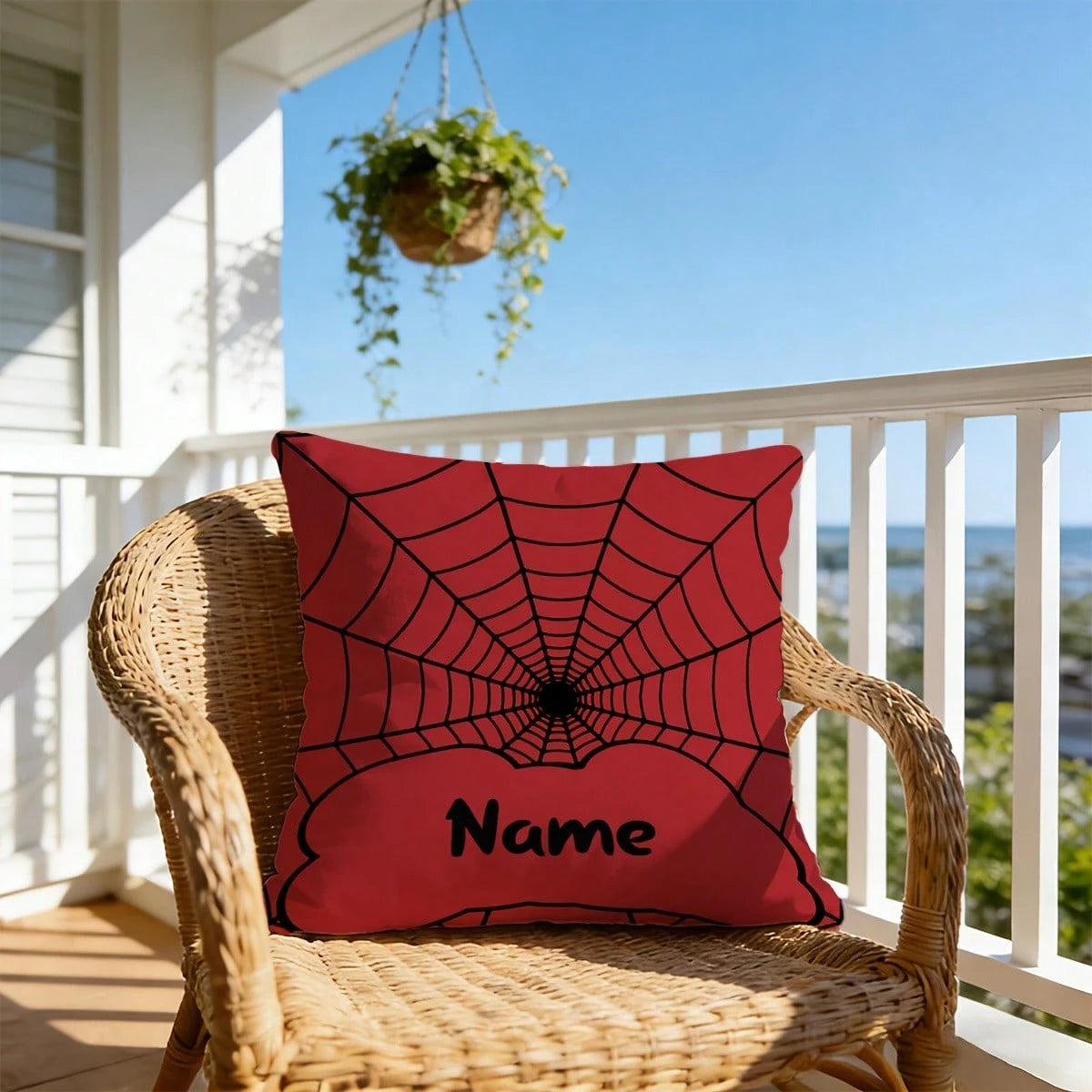 Custom Spider Web Pillow Cover| Personalized Plush Pillowcase, Red And Black, Machine Washable, Ideal For Home Decor, Gifts, And Celebrations| And Cool Style, Polyester Material