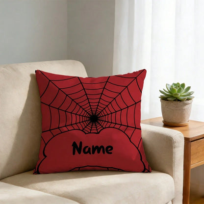 Custom Spider Web Pillow Cover| Personalized Plush Pillowcase, Red And Black, Machine Washable, Ideal For Home Decor, Gifts, And Celebrations| And Cool Style, Polyester Material