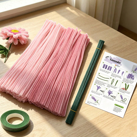 [Customer Favoriate]112pcs Craft Supplies Ultra Dense Chenille Stems, Multi-Color, Including 100pcs Pipe Cleaners, 10pcs Flower Stems, 1pc Floral Tape& 1 Tutorial Video, For DIY Handmade, Chenille Ste