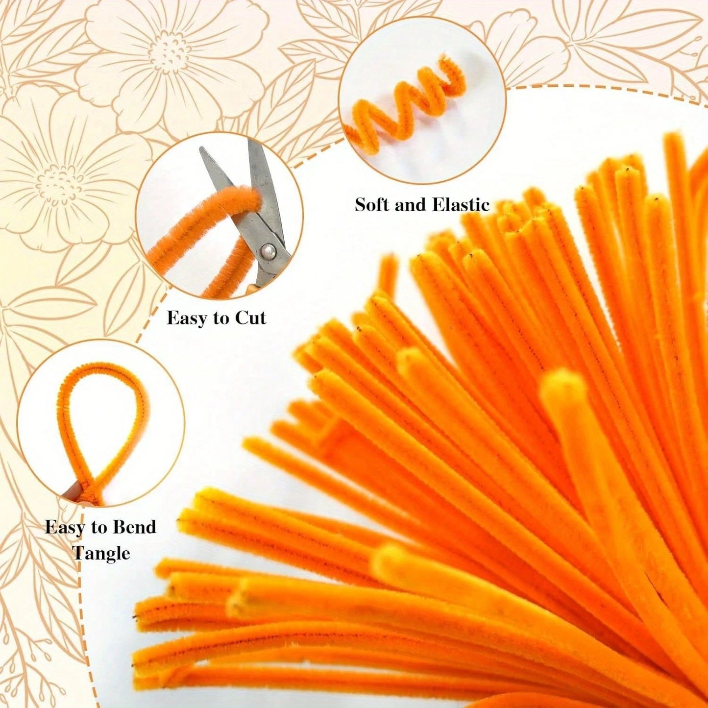 [Customer Favoriate]112pcs Craft Supplies Ultra Dense Chenille Stems, Multi-Color, Including 100pcs Pipe Cleaners, 10pcs Flower Stems, 1pc Floral Tape& 1 Tutorial Video, For DIY Handmade, Chenille Ste