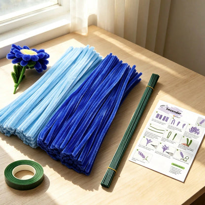 [Customer Favoriate]112pcs Craft Supplies Ultra Dense Chenille Stems, Multi-Color, Including 100pcs Pipe Cleaners, 10pcs Flower Stems, 1pc Floral Tape& 1 Tutorial Video, For DIY Handmade, Chenille Ste